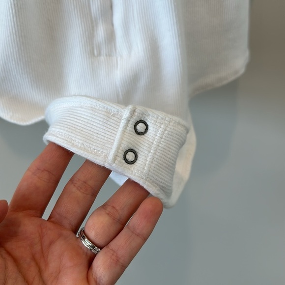Abercrombie Ribbed White Bodysuit Long Sleeve Basic Capsule Casual Size Large - Picture 7 of 11